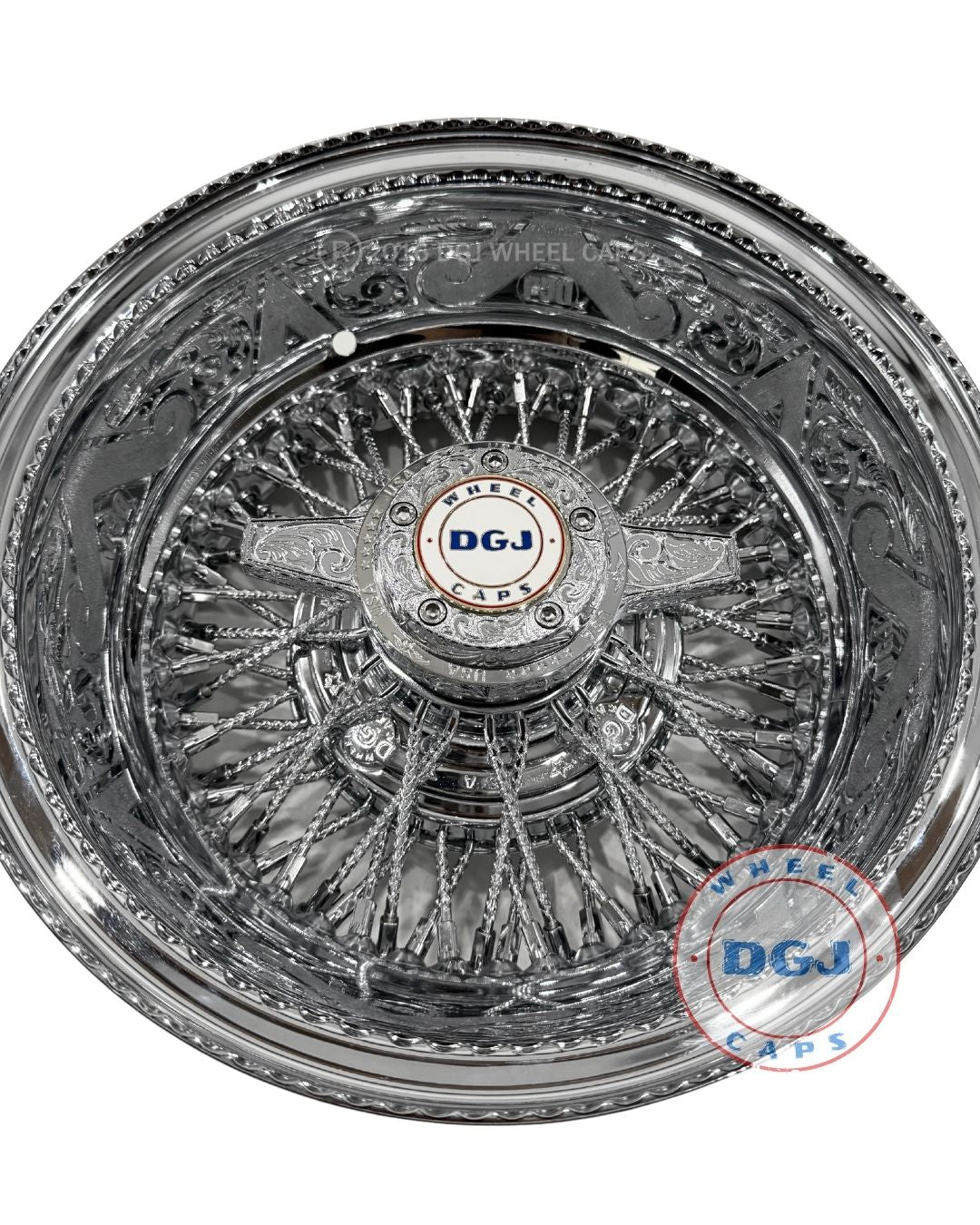 DGJ 13x7 Rev 72 CL Diamond Spokes Engraved All Chrome Lowrider