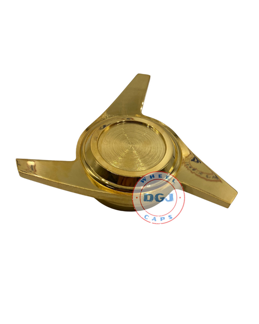 (SINGLE LEFT) 3 Bar Cut Gold KnockOff Spinner Caps for Lowrider Wire Wheels