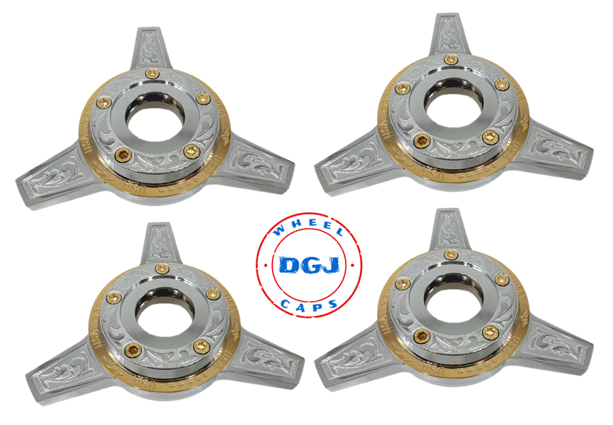 Engraved Zenith 3 Bar Locking Chrome with Gold Screws and Ring Knock-Offs