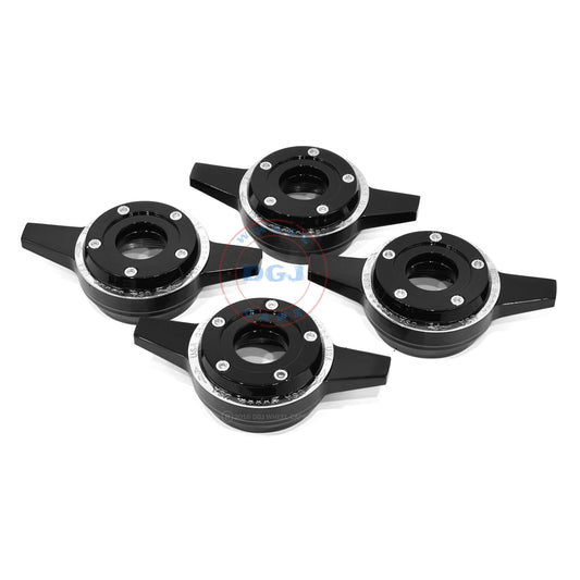 Lowrider Wire Wheels DGJ Wheel Caps DGJ 13x7 Rev 100 Spoke All Black w/ Chrome Nip+Hub Lowrider Wire Wheel Rims