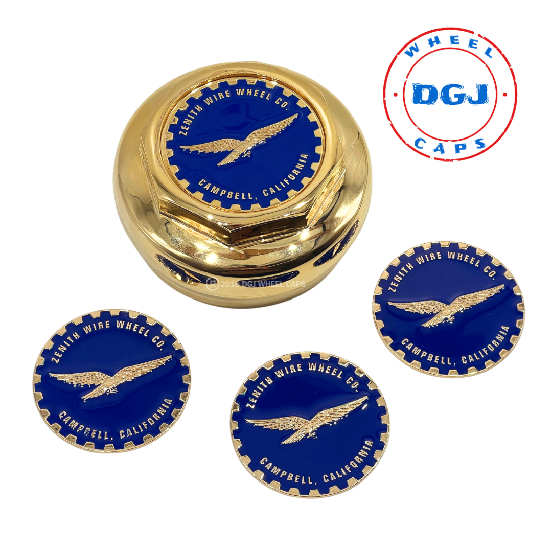 Zenith Eagle Gold Lowrider Wire Wheel Metal Chips Emblems Size 2.25