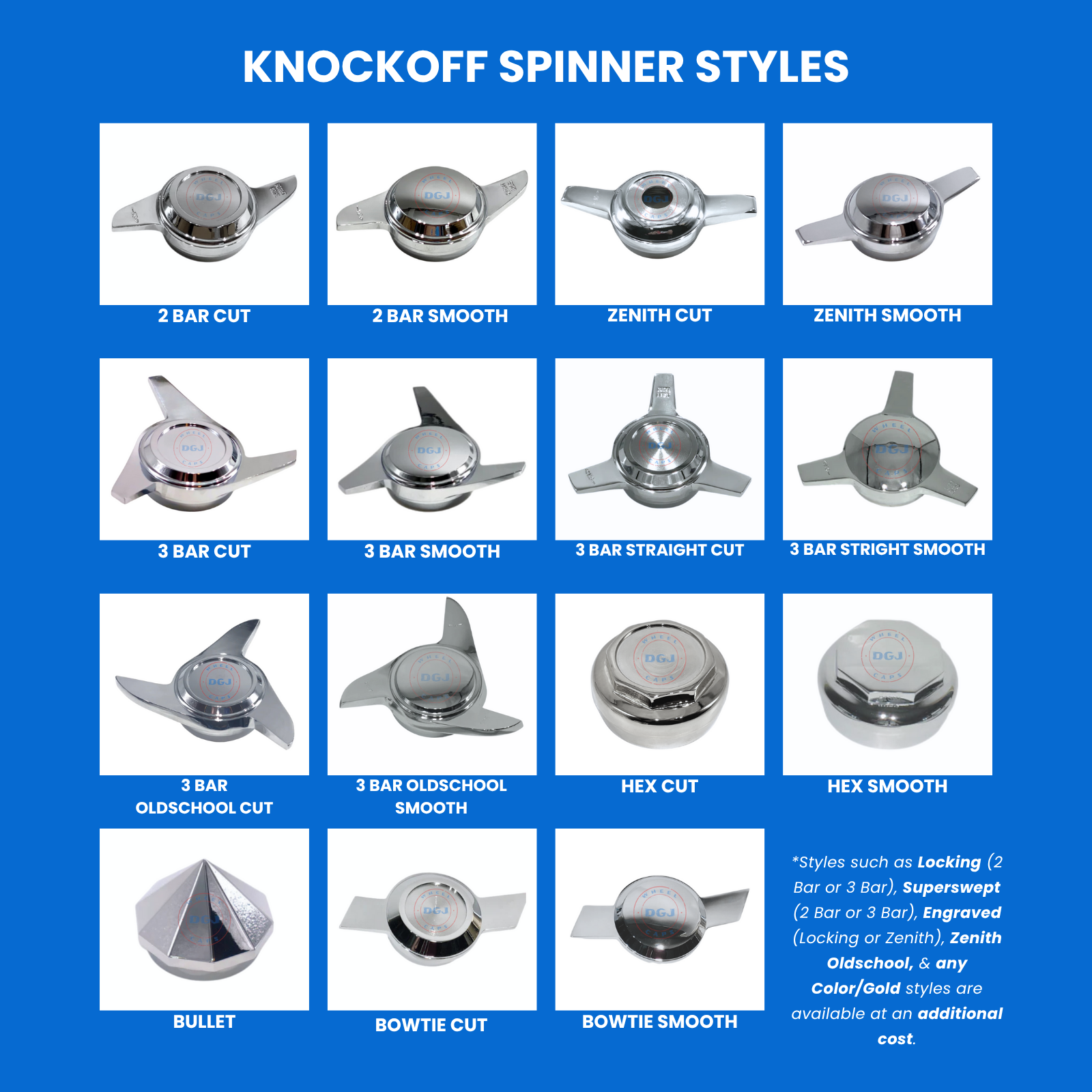 Lowrider Wire Wheels DGJ Wheel Caps 14x7 Standard 100 Spokes All Chrome Lowrider Wire Wheel Rims