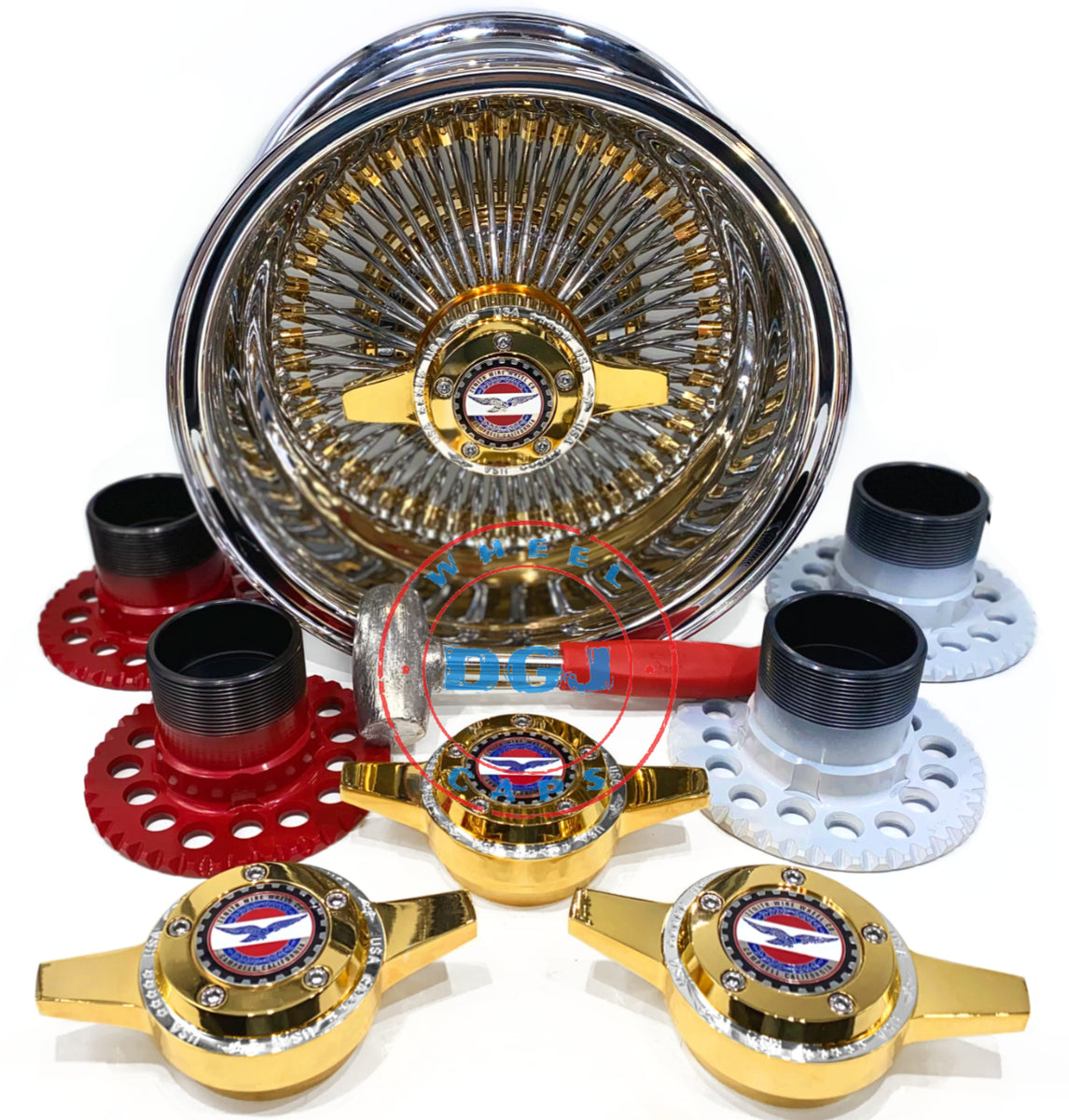 13x7 Zenith Style Rev 100 Spoke All Gold Lowrider Wire Wheel Rims – DGJ  Wheel Caps