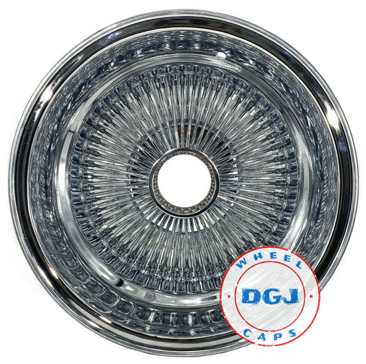 Lowrider Wire Wheels DGJ Wheel Caps 15x7 Rev 100 Spokes Chrome Lowrider Wire Wheel Rims