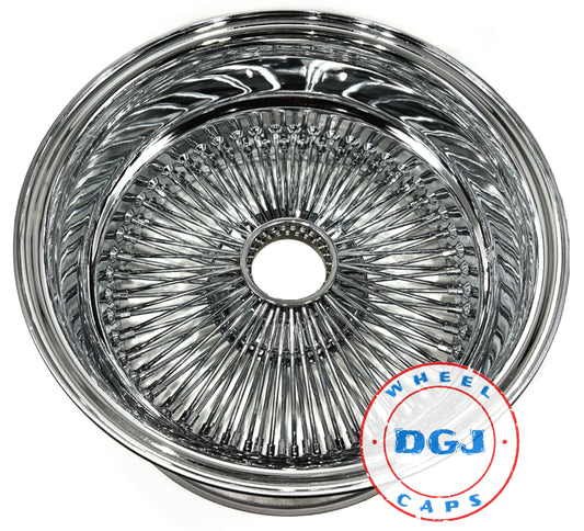 17x8 Reverse 100 Spokes All Chrome Lowrider Wire Wheels with Knock-Offs