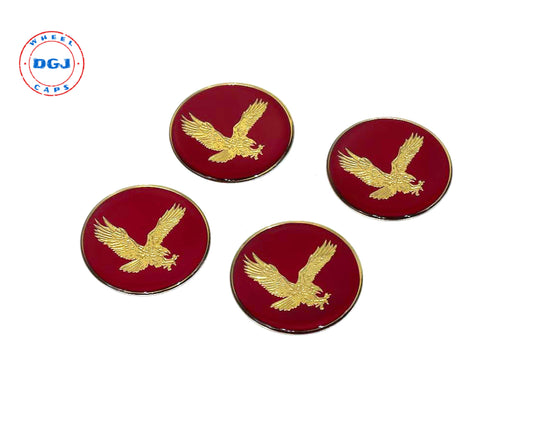 Red on Gold Plastic Eagle Lowrider Wire Wheel Chips Emblems Size 2.25