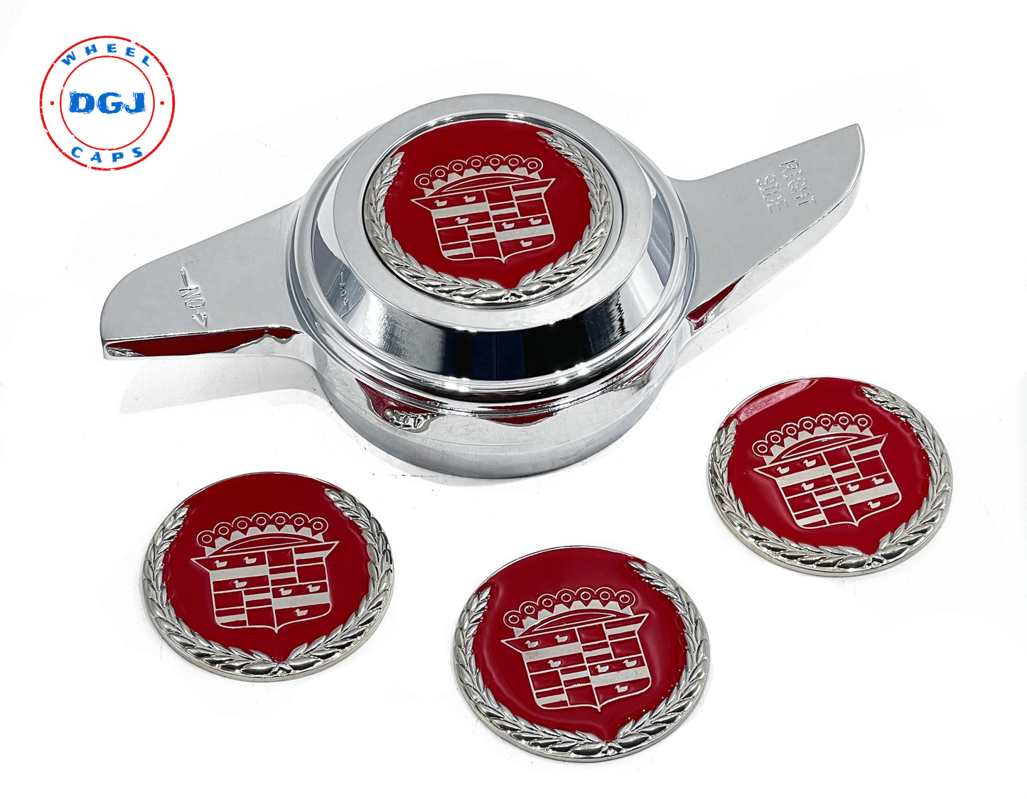 Cadillac Chrome Lowrider Wire Wheel Metal Chips Emblems Size 2.25"