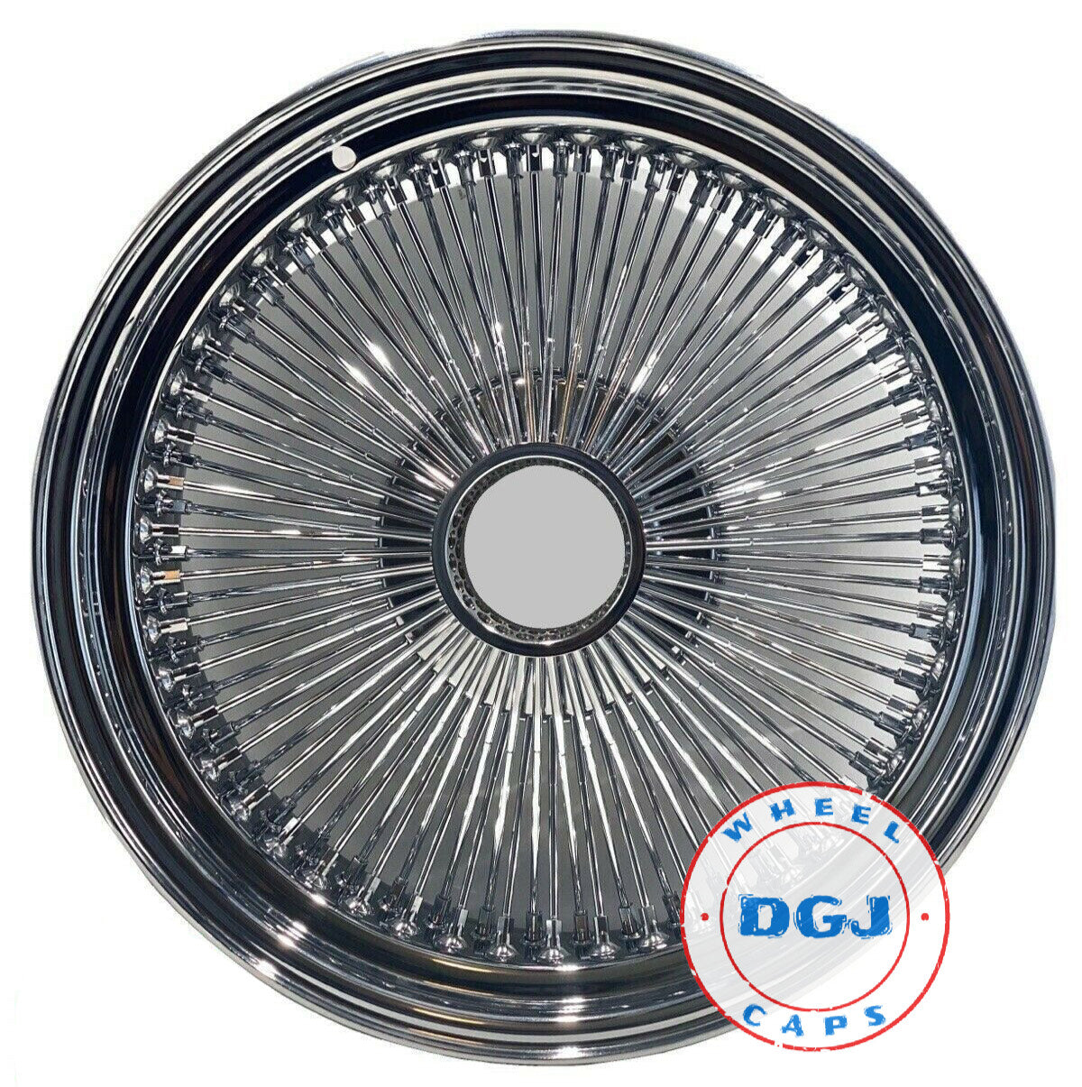 15x8 Standard 100 Spokes All Chrome Lowrider Wire Wheels with Knock-Offs