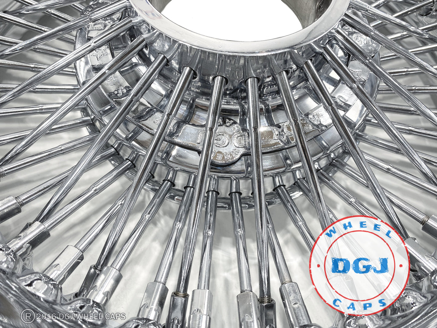 DGJ 13x7 Rev 72 Straight Lace All Chrome Lowrider Wire Wheel Rims