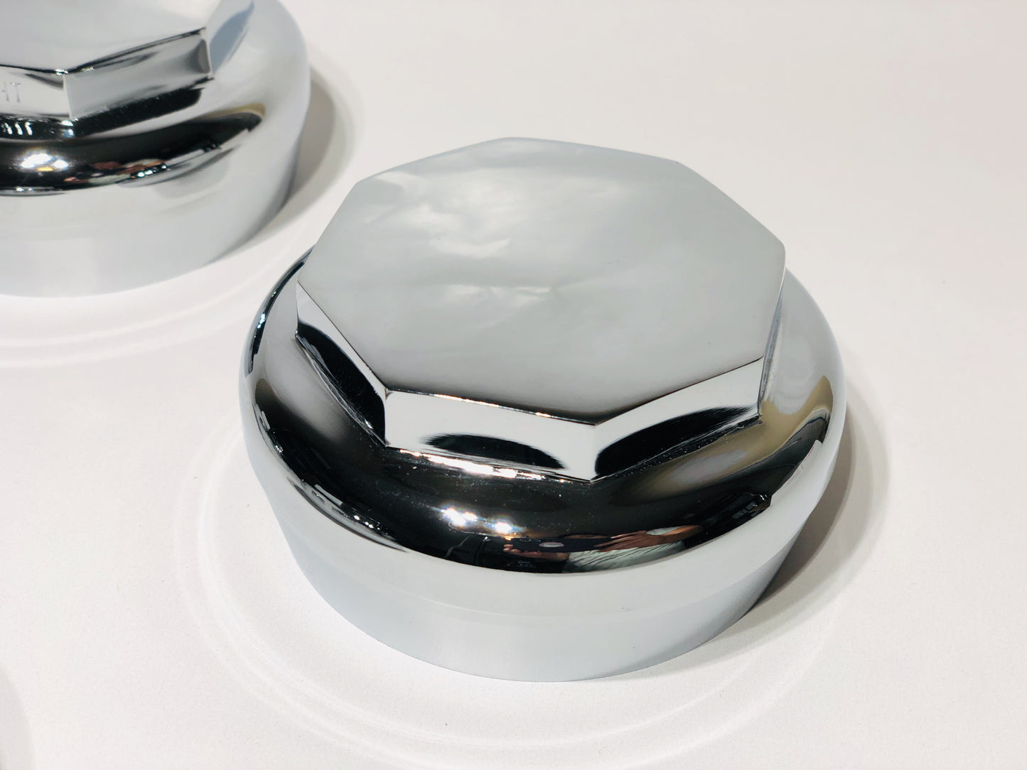 Hex Chrome Smooth Knock-Offs Spinners for Lowrider Wire Wheels