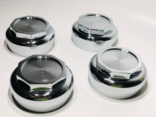 Hex Chrome Cut Knock-Offs Spinners for Lowrider Wire Wheels