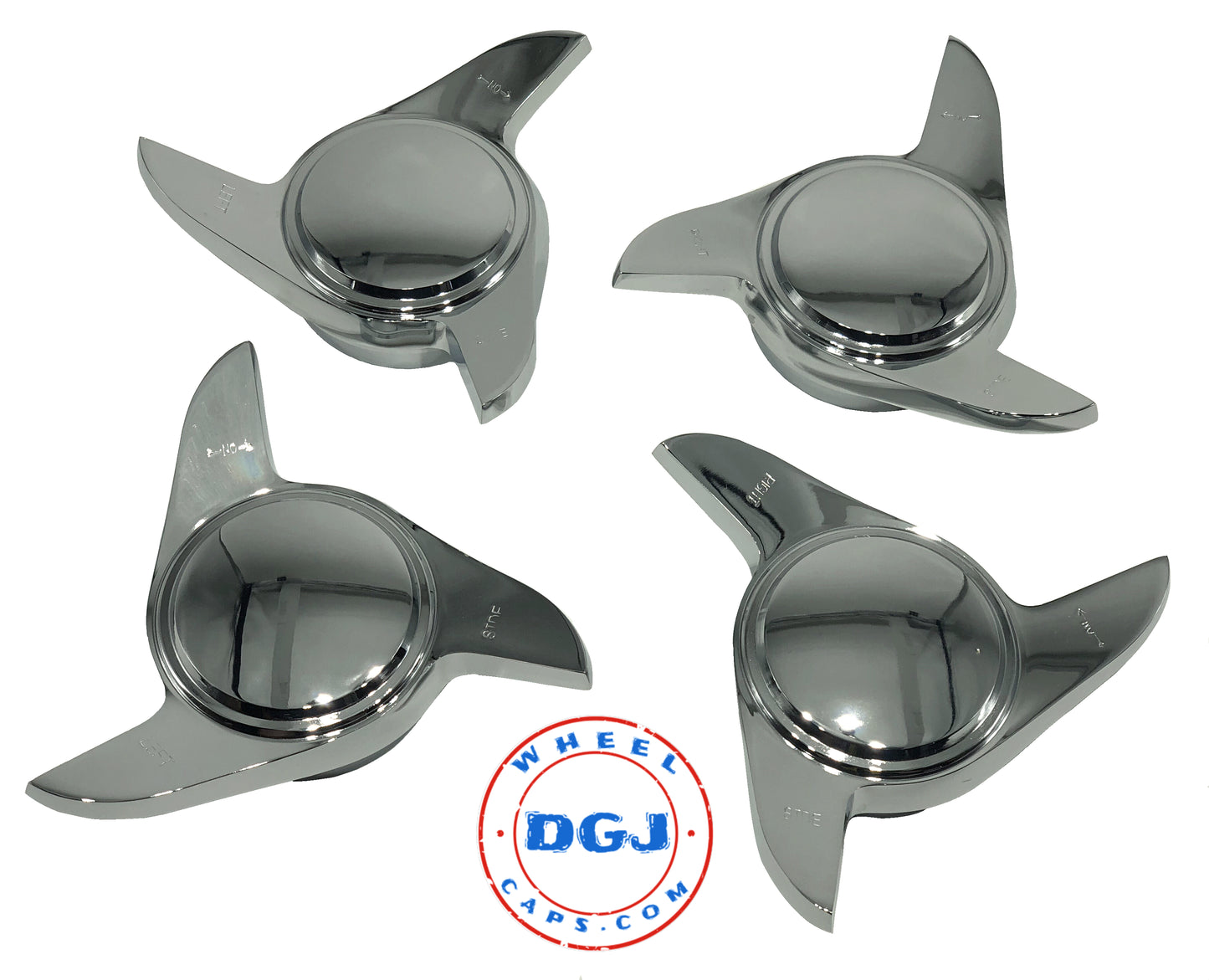 3 Bar Old School Chrome Smooth Knock-Offs Spinners Caps for Lowrider Wire Wheels
