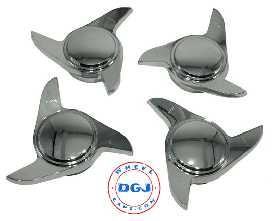 3 Bar Old School Chrome Smooth Knock-Offs Spinners Caps for Lowrider Wire Wheels