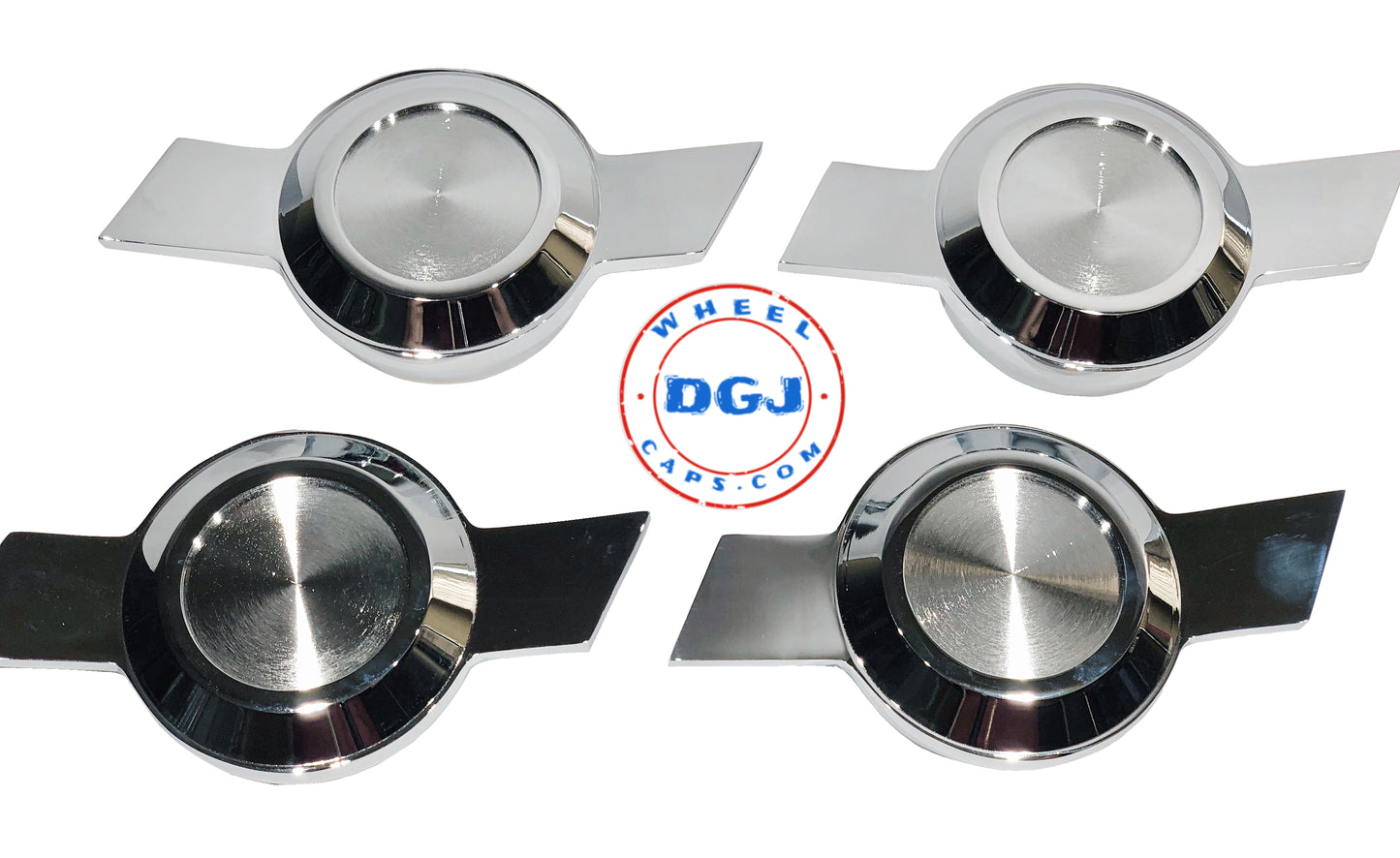 Chevy Type Bowtie Chrome Cut Knock-Offs Spinners for Lowrider Wire Wheels
