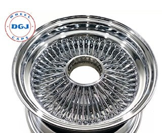 Lowrider Wire Wheels DGJ Wheel Caps 14x7 Standard 100 Spokes All Chrome Lowrider Wire Wheel Rims