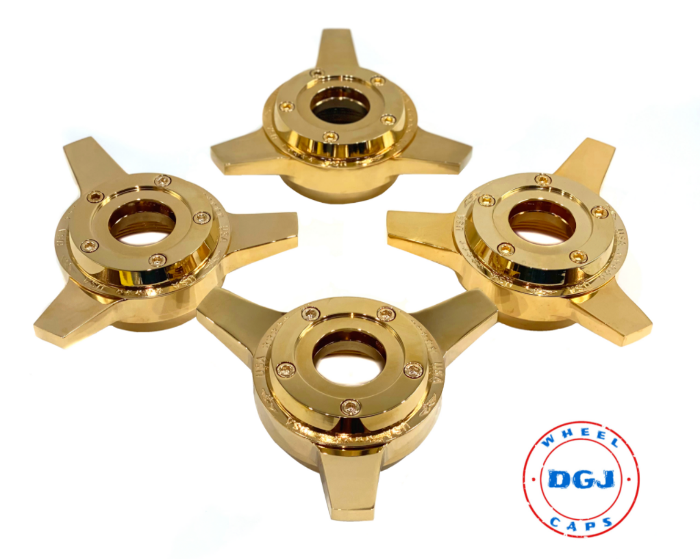 2 Bar Cut Gold Knock-Offs Spinners – DGJ Wheel Caps