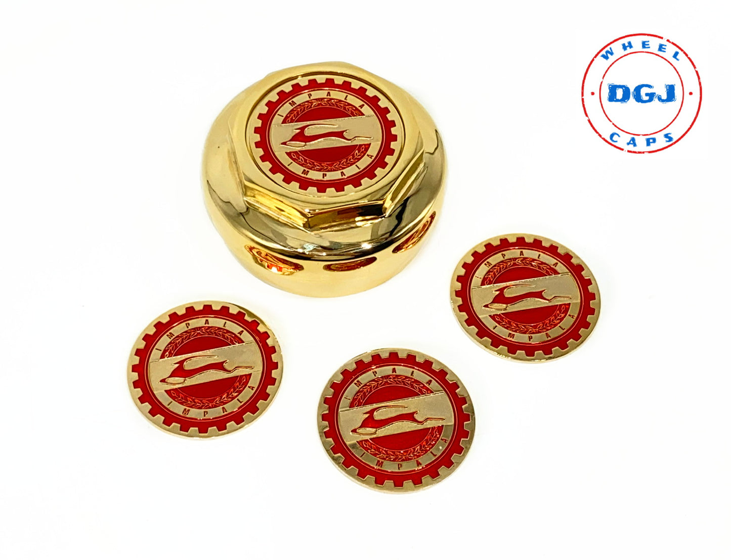 Impala Gold Lowrider Wire Wheel Metal Chips Emblems Size 2.25