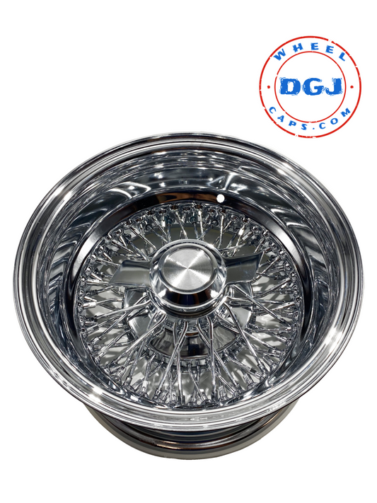 Lowrider Wire Wheels DGJ Wheel Caps 14x7 Reverse 72 Spoke Cross Lace Chrome Lowrider Wire Wheel Rims