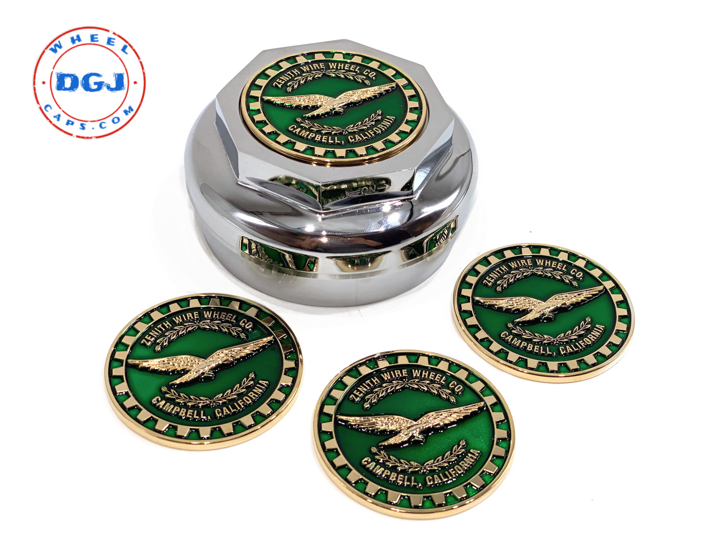 Zenith Eagle Gold Lowrider Wire Wheel Metal Chips Emblems Size 2.25