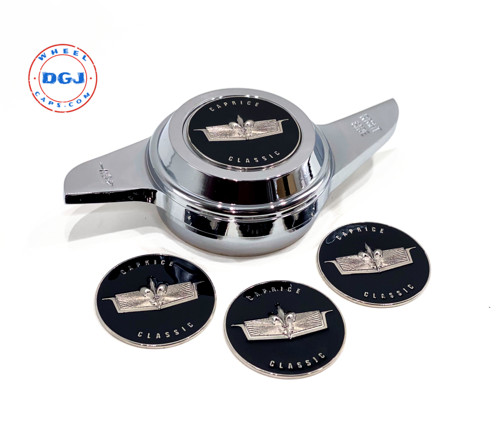 Caprice Chrome Lowrider Wire Wheel Metal Chips Emblems Size 2.25 Caprice Chrome Lowrider Wire Wheel Metal Chips Emblems Size 2.25