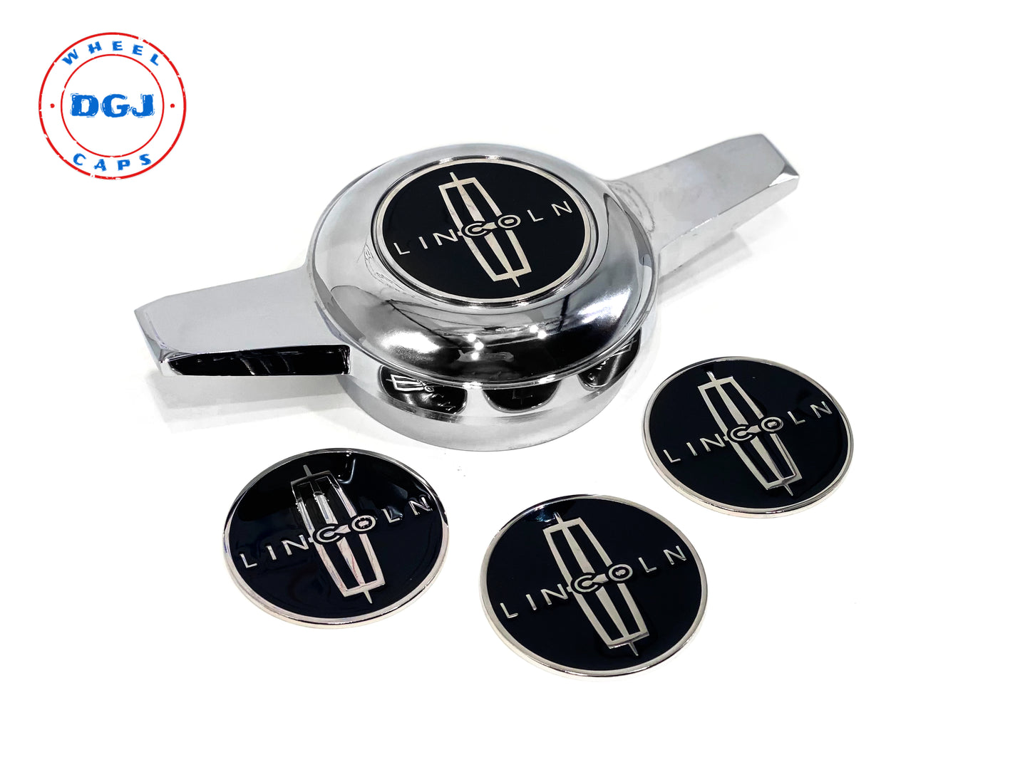 Lincoln Chrome Lowrider Wire Wheel Metal Chips Emblems Size 2.25