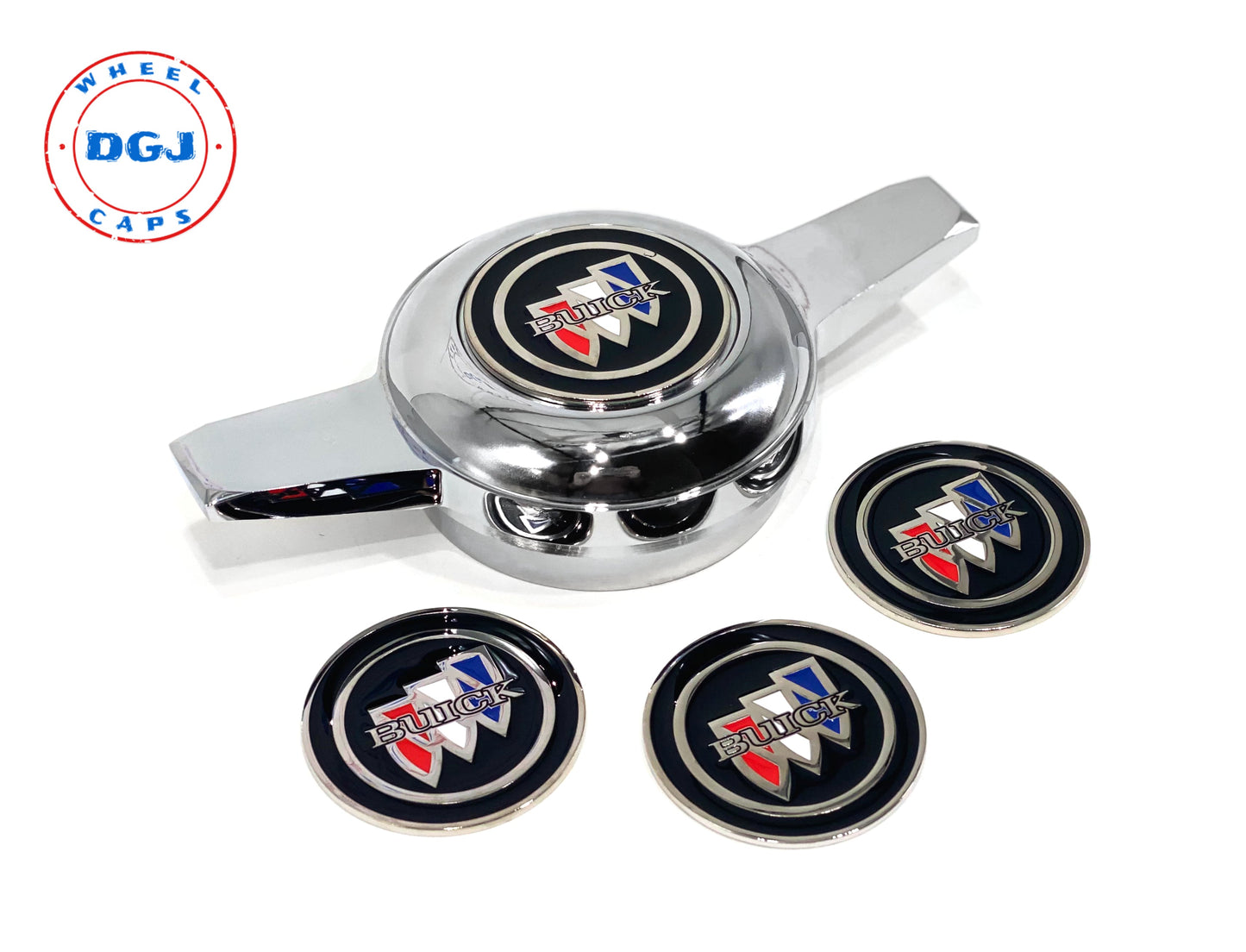 Buick Chrome Lowrider Wire Wheel Metal Chips Emblems Size 2.25"