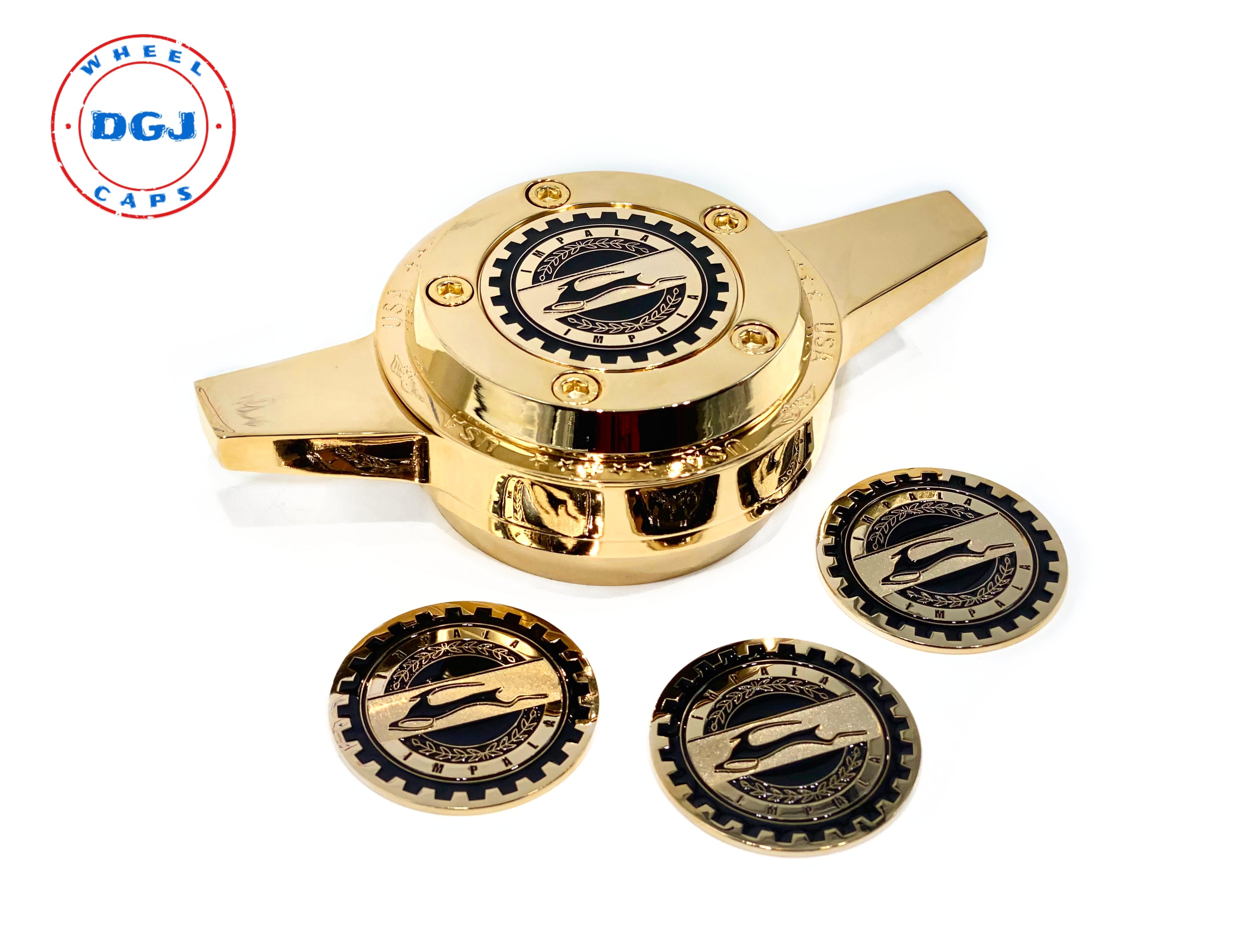 【YEGG】25ss Double star pin Impala Gold Lowrider Wire Wheel Metal Chips Emblems Size