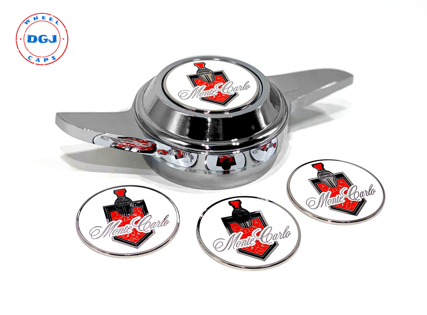Monte Carlo Chrome Lowrider Wire Wheel Metal Chips Emblems Size 2.25