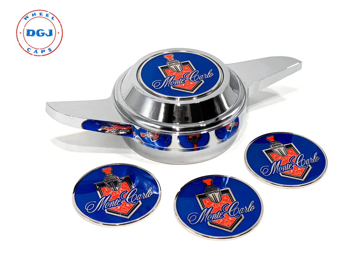 Monte Carlo Chrome Lowrider Wire Wheel Metal Chips Emblems