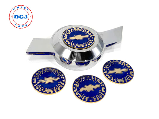 Chevy Gold Lowrider Wire Wheel Metal Chips Emblems Size 2.25