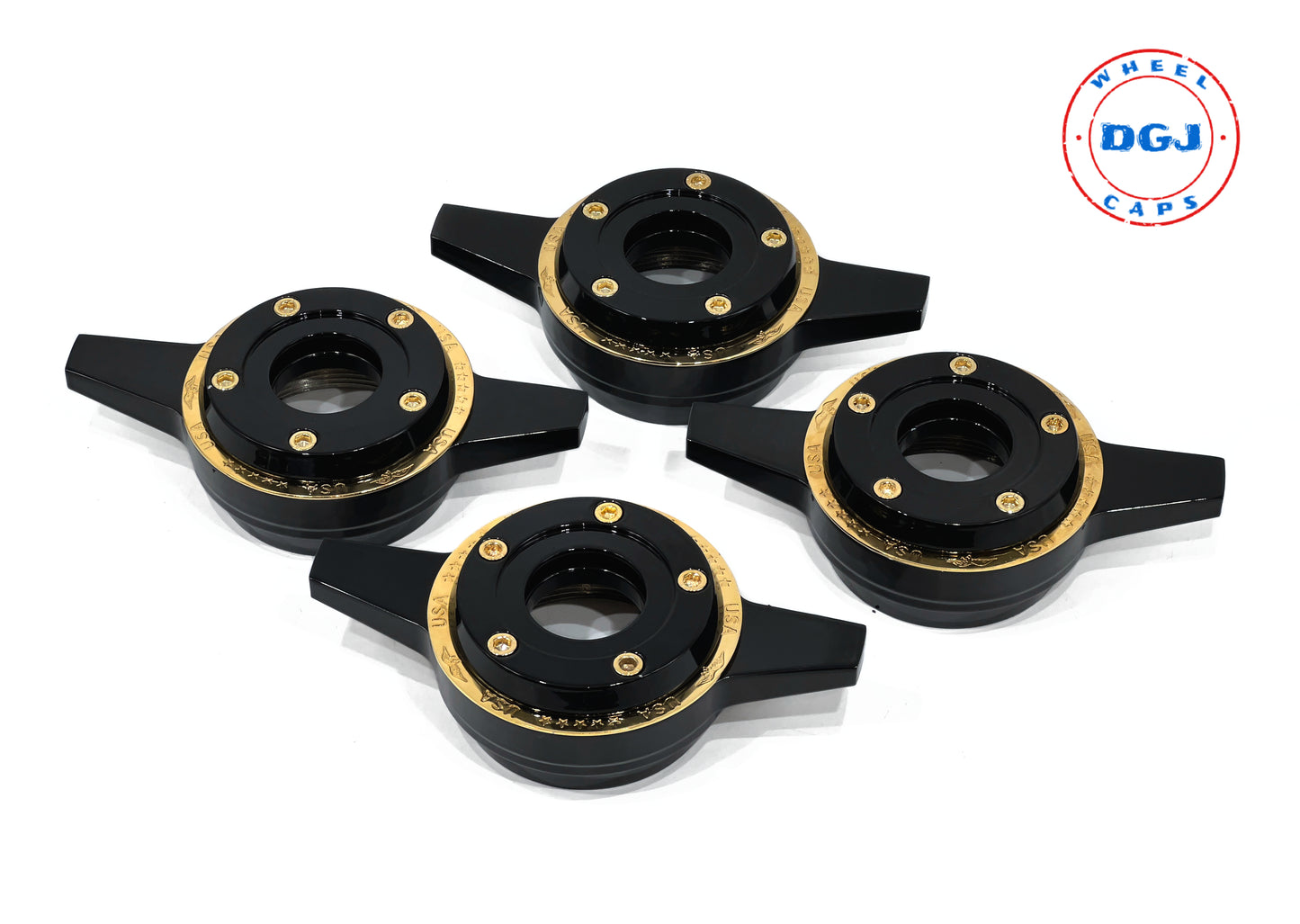 Black Zenith Locking + Gold Ring/Screws Knockoff Spinner Lowrider Wire Wheels