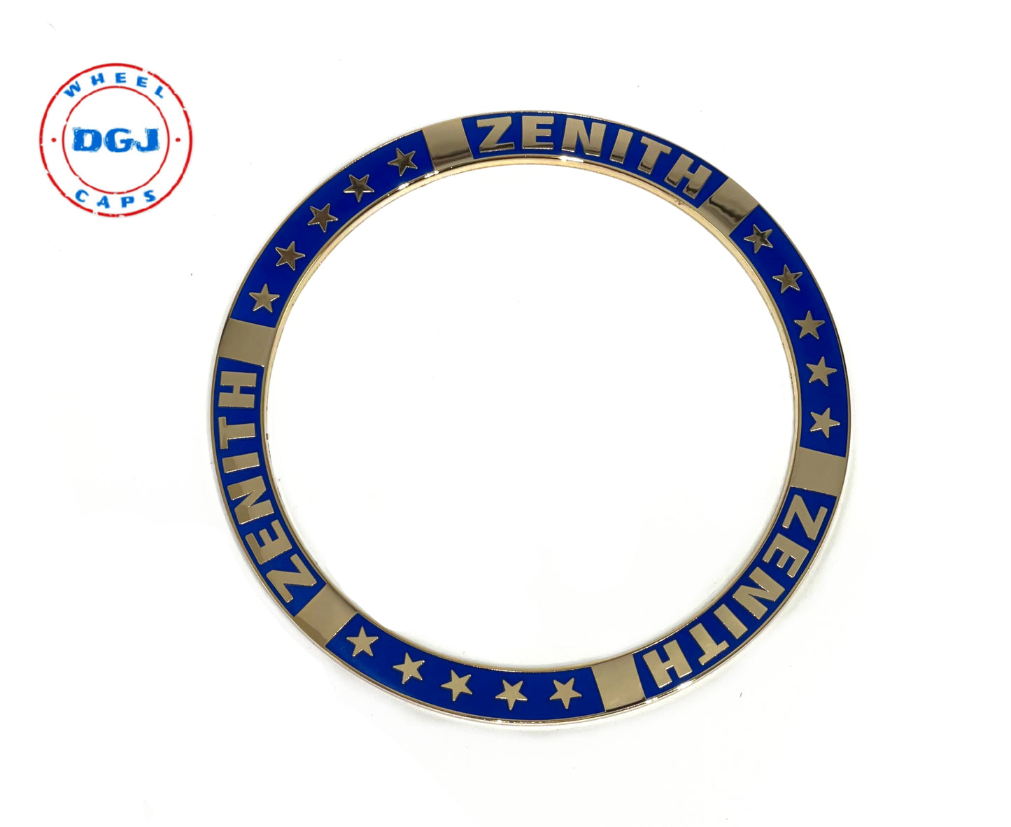 Superswept Zenith Blue on Gold Rings for Lowrider Wire Wheel Knockoffs