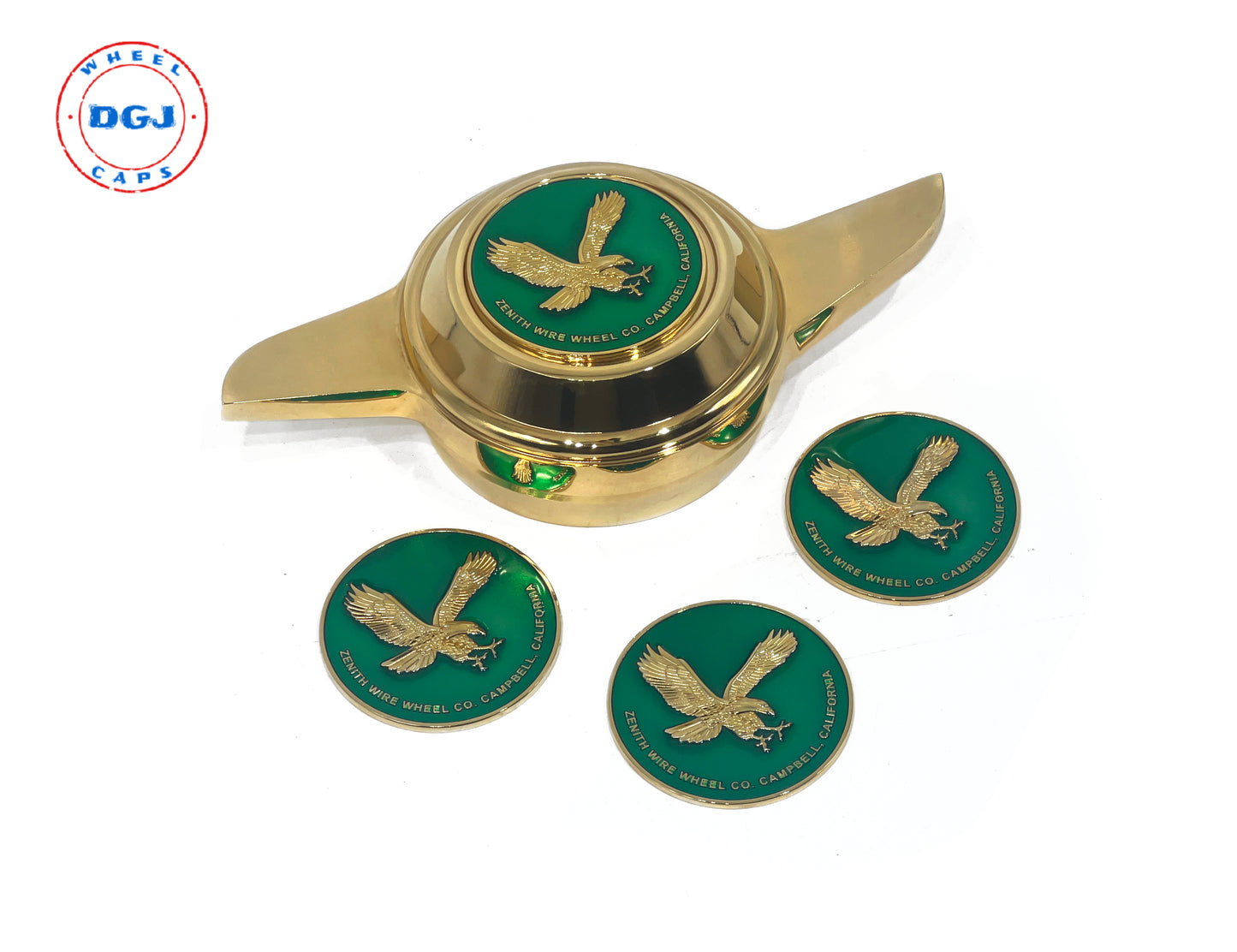 Zenith Eagle Gold Lowrider Wire Wheel Metal Chips Emblems Size 2.25