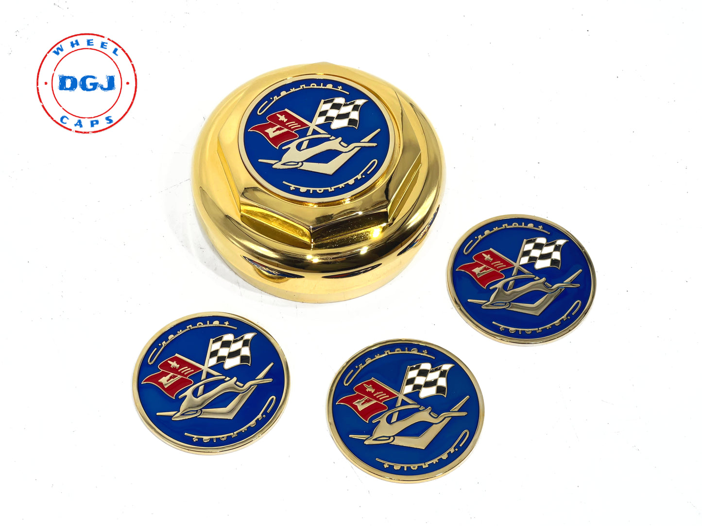 Impala Gold Lowrider Wire Wheel Metal Chips Emblems Size 2.25