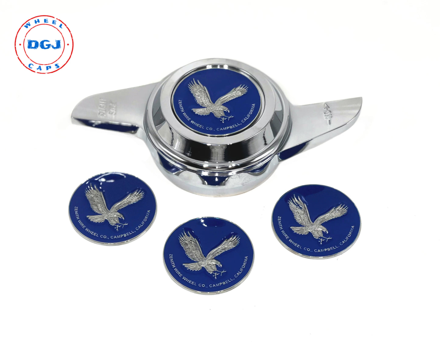 Zenith Eagle Chrome Lowrider Wire Wheel Metal Chips Emblems Size 2.25