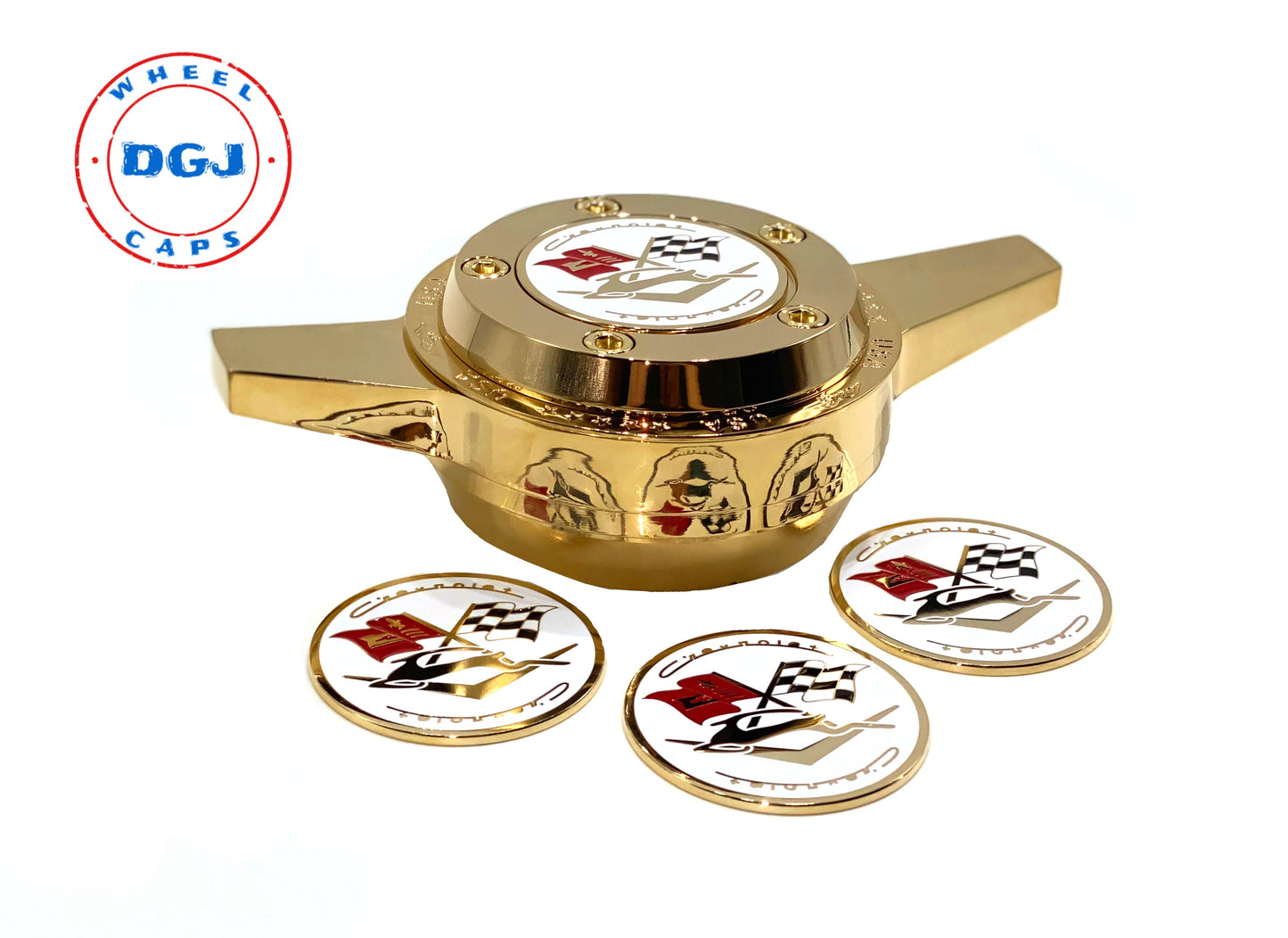 Impala Gold Lowrider Wire Wheel Metal Chips Emblems Size 2.25