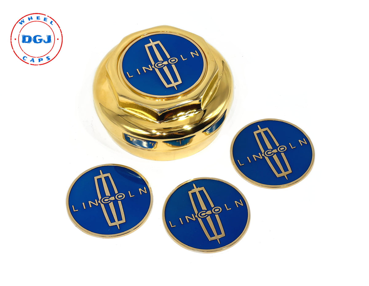 Lincoln Gold Lowrider Wire Wheel Metal Chips Emblems Size