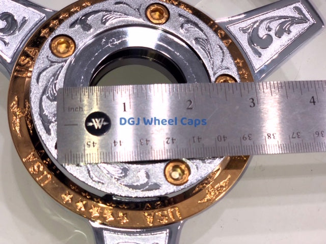 3 Bar Zenith Engraved Locking Style Chrome Knockoffs/Spinner Caps for Lowrider Wire Wheels
