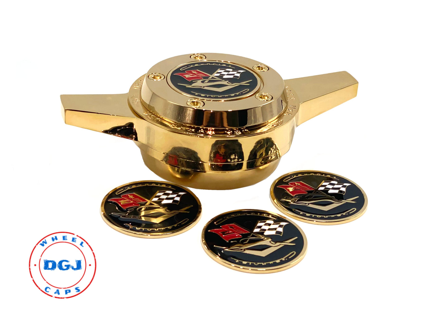 Impala Gold Lowrider Wire Wheel Metal Chips Emblems Size 2.25