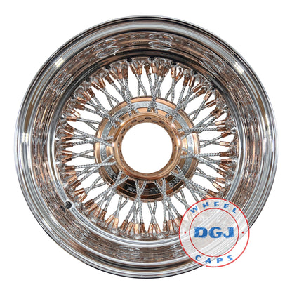 Zenith (2) 13x5.5 (2) 13x7 Rev 72 Cross Rose Gold+Dmd Spoke Lowrider Wire Wheels