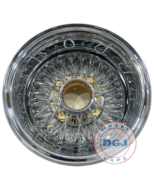 DGJ 13x7 Engraved Two-Tone Hub Rev 72 Cross Lace Diamond Spokes Wire Wheel Rims