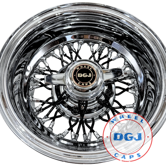 DGJ 13x7 Rev 42 Spokes CL with Black Spokes & Hub Ring Lowrider Wire Wheel Rims