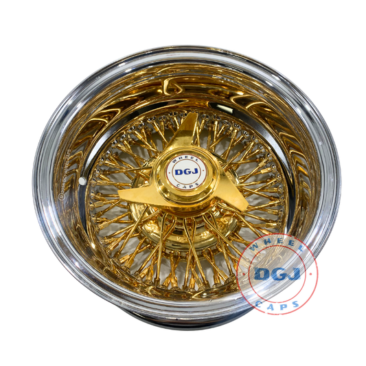 DGJ 13x7 Rev 72 Spokes Cross Lace Center Gold Lowrider Wire Wheel Rims