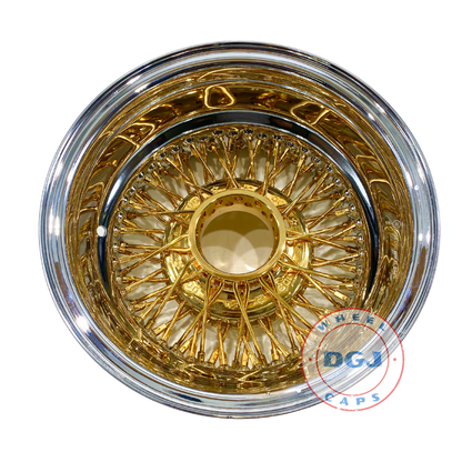 DGJ 13x7 Rev 72 Spokes Cross Lace Center Gold Lowrider Wire Wheel Rims