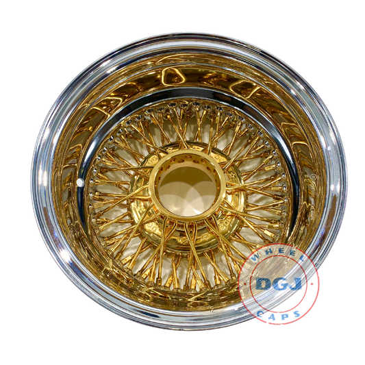 DGJ 13x7 Rev 72 Spokes Cross Lace Center Gold Lowrider Wire Wheel Rims