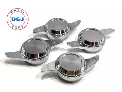 A set of four chrome knockoff spinners with a 2 bar cut design