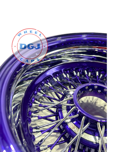 Zenith Style 14's Rev 72 Cross Lace Candy Purple & Chrome Lowrider Wire Wheels