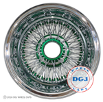 DGJ WHEEL 14x7 Rev 72 Cross Lace Candy Green Nipples & Hub Lowrider Wire Wheels