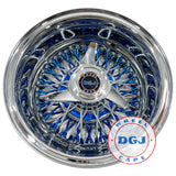 DGJ 13x7 Rev 72 CL Diamond & Candy Blue Spokes, Nip & HR Lowrider Wire Wheels