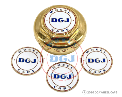 DGJ Gold Lowrider Wire Wheel Metal Chips Emblems Size 2.25"